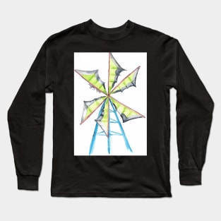 Windmill Watercolor Long Sleeve T-Shirt